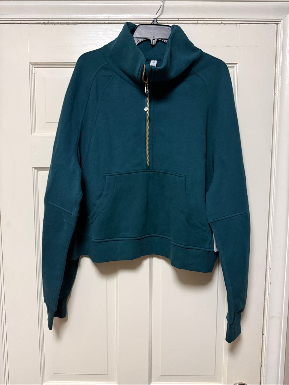 lululemon teal pullover with funnel neck